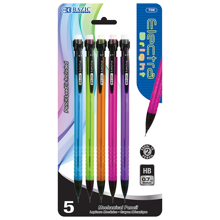 Bazic Electra Fashion Color Mechanical Pencil 5 Pack