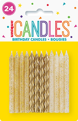 Glitter Gold Spiral Birthday Candles