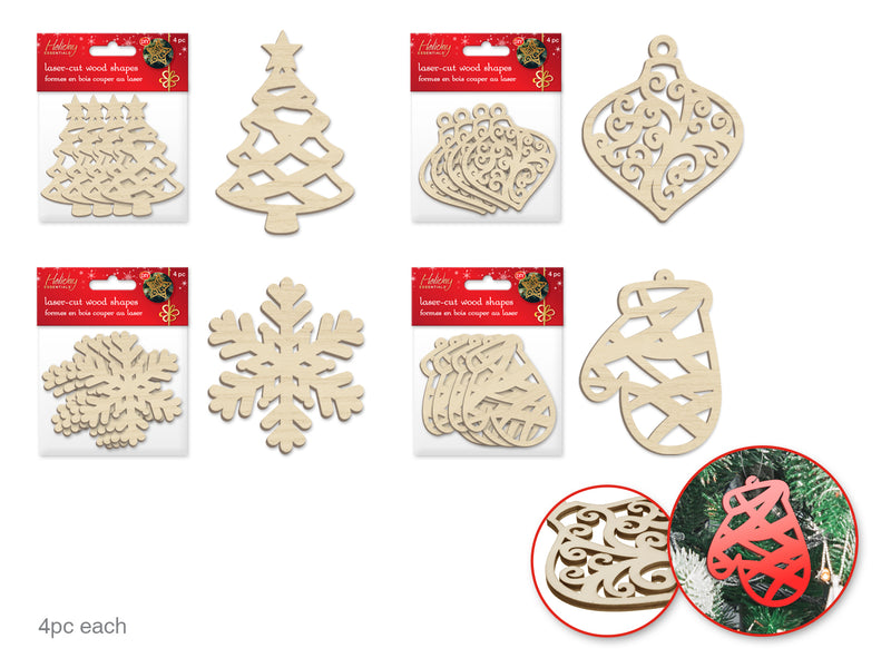 Holiday Wood Laser Cut Ornate Shapes Holiday Icons