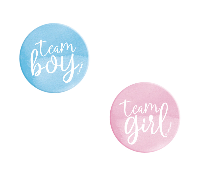 Team Boy Or Girl Gender Reveal Buttons