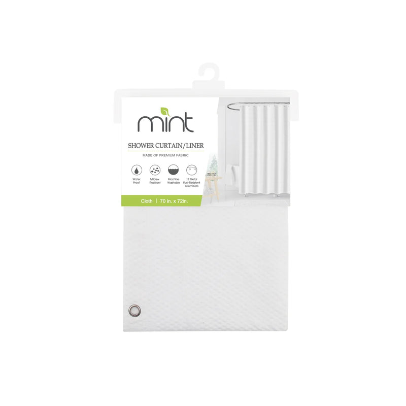 White Soft Embossed Microfiber Fabric Shower Curtain