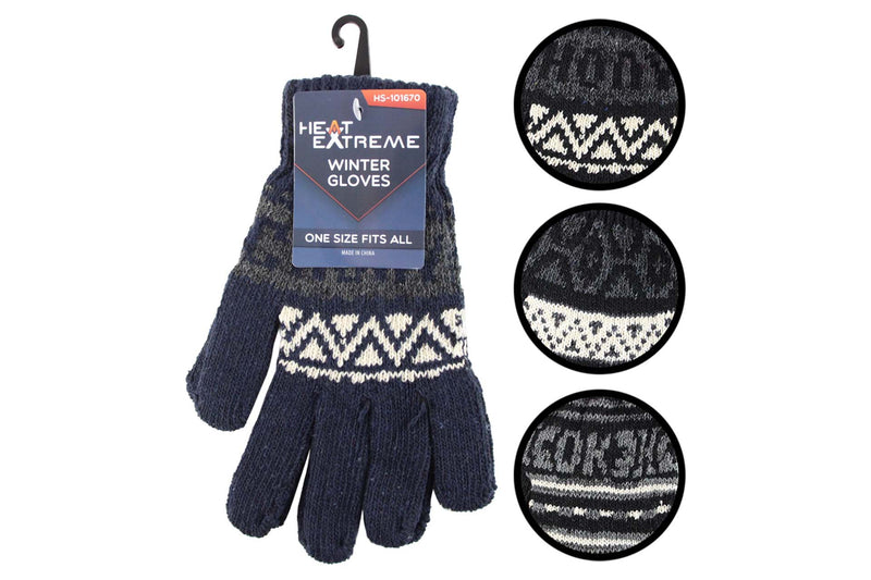 Winter Patterned Knit Gloves