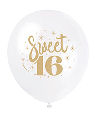 White Gold Sweet 16 Balloon