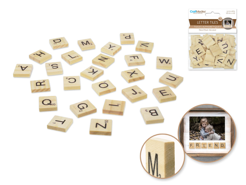 Craftwood: 1.8cmx2cm Letter Tiles 26/pk Natural