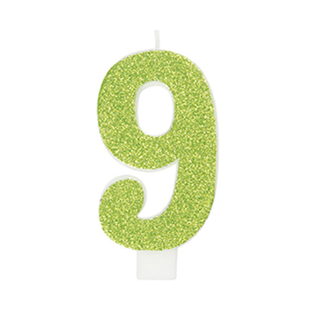 Glitter Number Birthday Candle 9