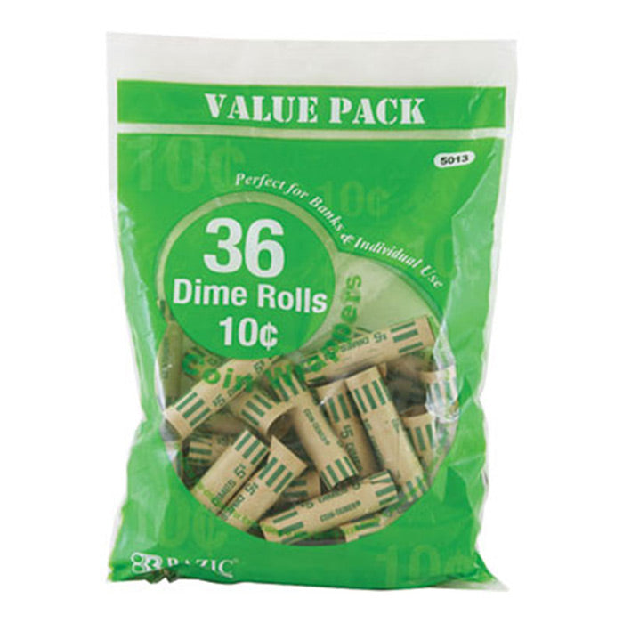 Bazic Dime Coin Wrappers 36 Pack