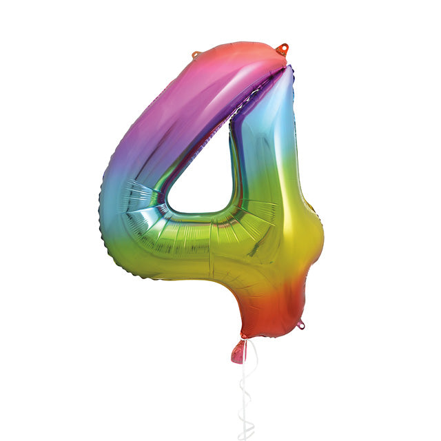 Rainbow Foil Balloon Number 4