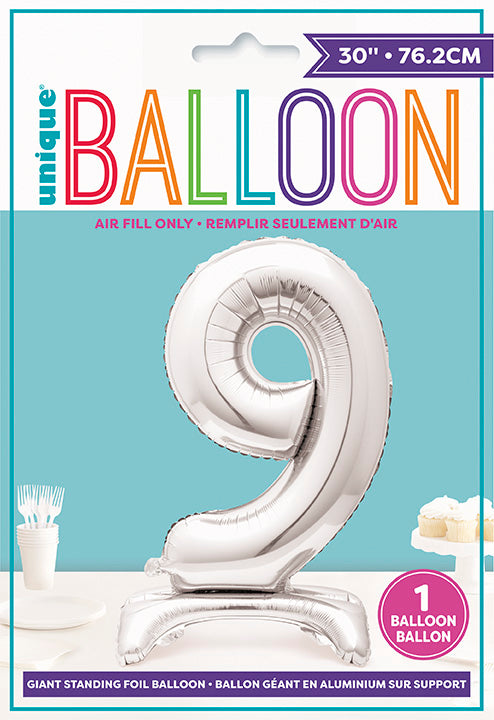 Large Silver Foil Balloon Number 9