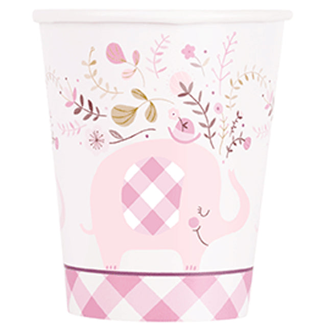 Pink Floral Elephant Paper Cups