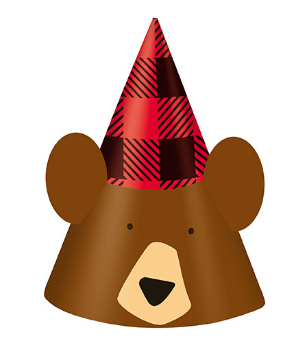 Bear Plaid Lumberjack Party Hat