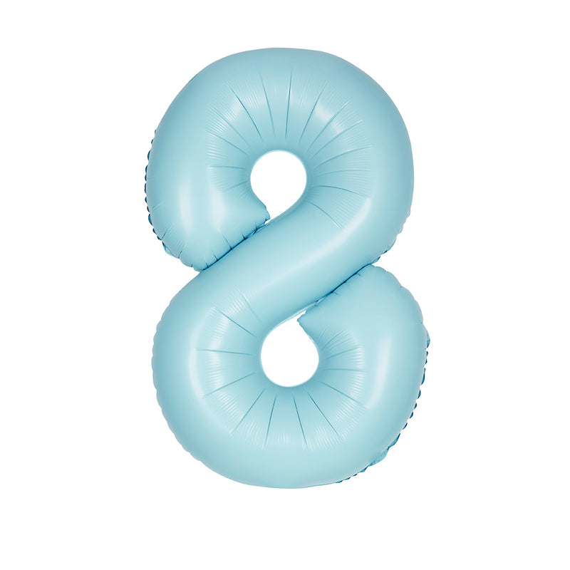 Matte Powder Blue Number 8 Foil Balloon