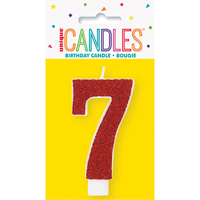 Glitter Number Birthday Candle 7