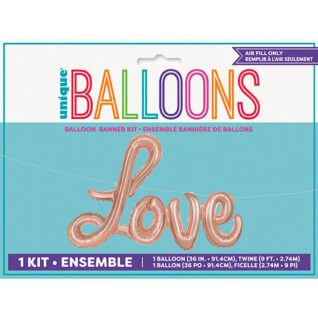 Rose Gold Love Foil Letter Balloon Banner Kit