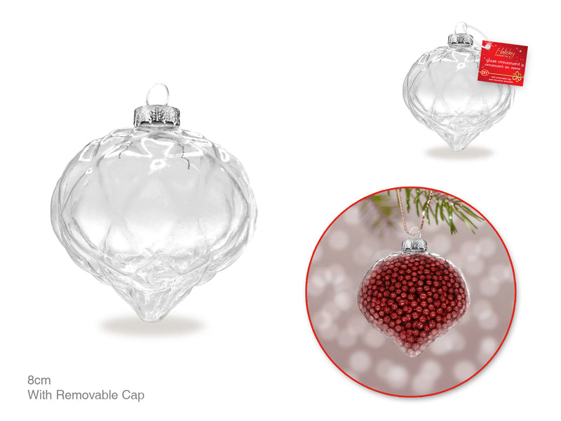 Seasonal Décor: 8cm DIY Ornate Ornament Glass w/Metal Hanger