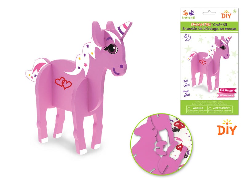 Krafty Kids Kit Pink Unicorn DIY Foam Fun Standing Kit