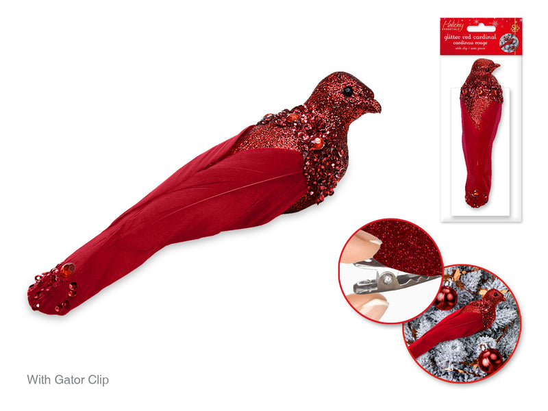Holiday Decor Glitter Red Cardinal