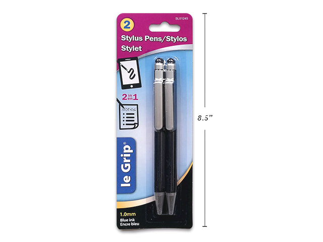 Stylus Retractable Silver Trim Pens 2 Pack