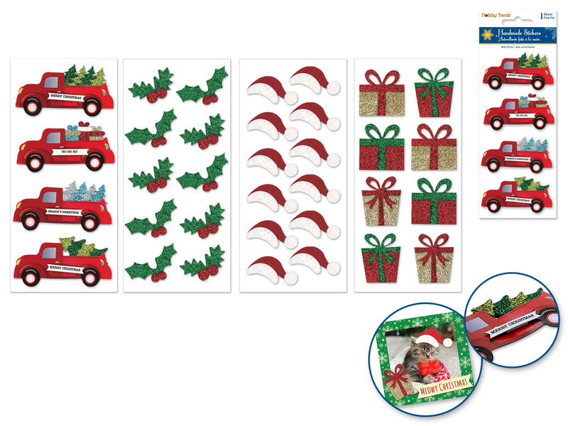 Holiday Stickers: 3"x6.4" 3D Glitter Icons Asst 12eax4styles