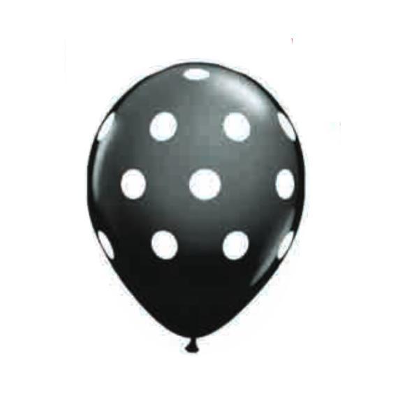 Black Polka Dots Printed Party Balloons 8 Pack