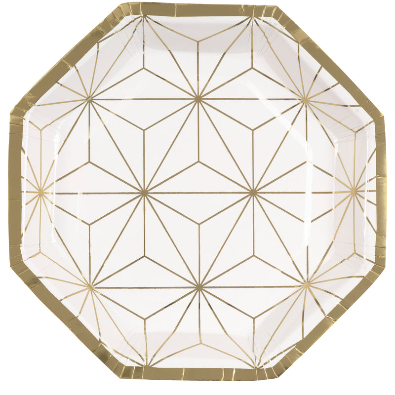 Modern Gold And Purple Octagon Shaped Plates Small
