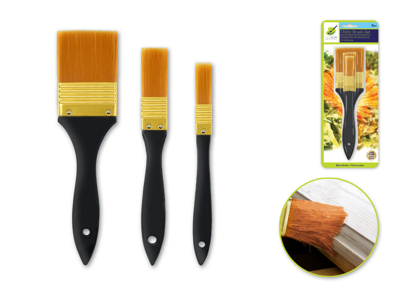 Artist Brush Set: All-Purpose Utility Brush Set x3 Wood Handle 0.5/1/2" -