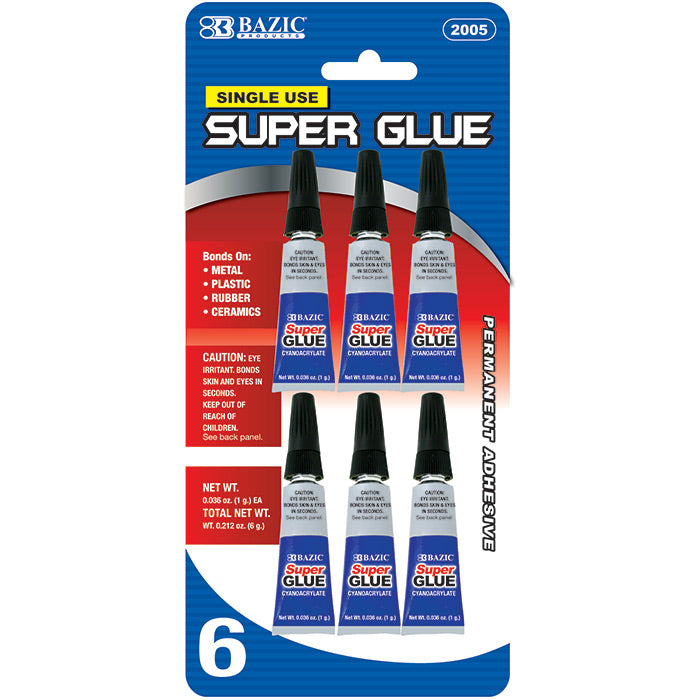 Bazic Single Use Super Glue 6 Pack
