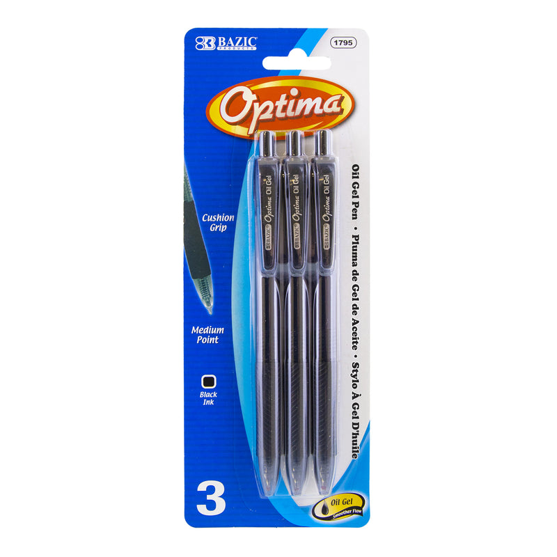 Bazic Optima Black Oil Gel Ink Retractable Pen