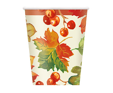 Berries And Leaves Fall Paper Cups