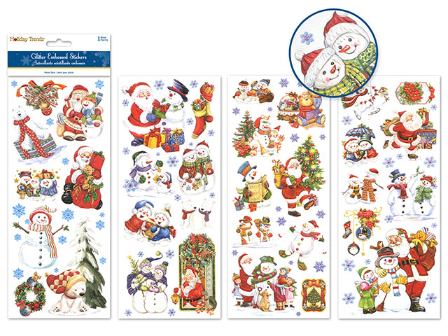 Holiday Stickers: 4.75"x11.75" Glitter Embossed Elegance Asst 12eax4styles