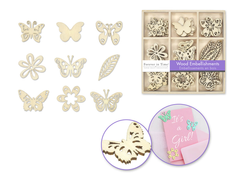 Paper Craft Embellishment Mini Wood Embellishments