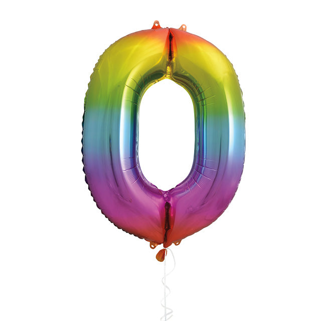 Rainbow Foil Balloon Number 0