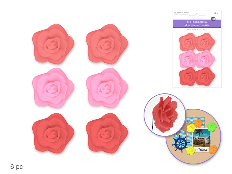 Floral Embellishments Mini Foam Roses With Stem