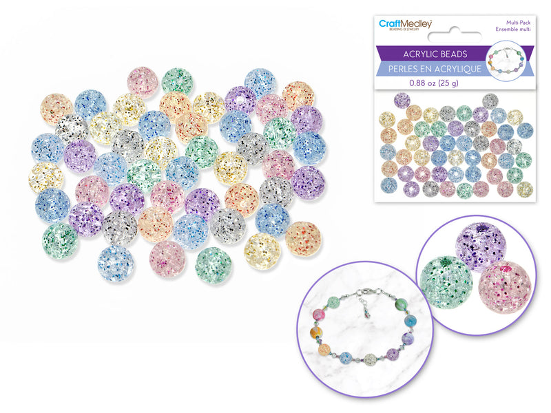 Acrylic Beads: 10mm Round Multi-Packs 25g