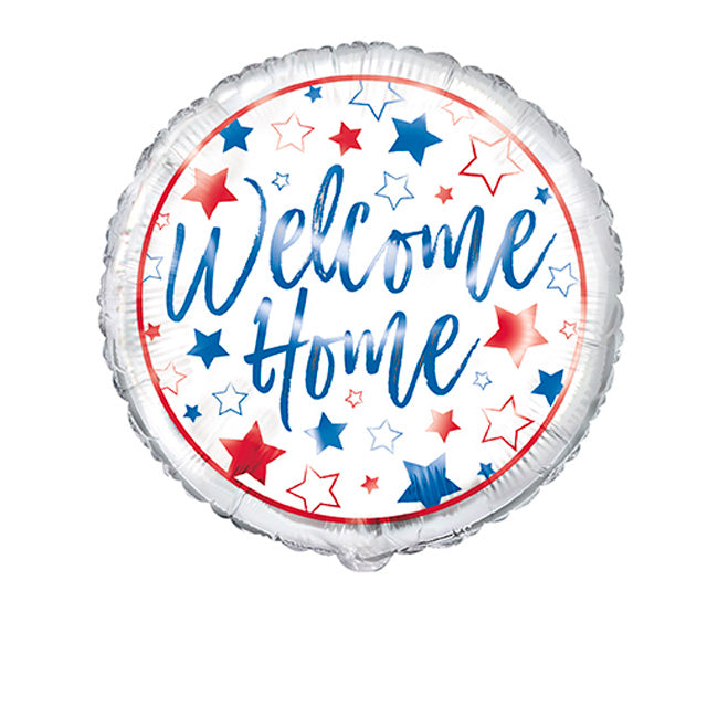 Red White And Blue Welcome Home Foil Balloon Packaged