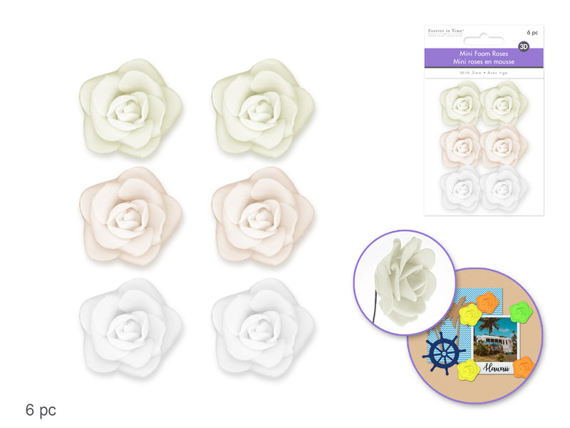 Floral Embellishments Mini Foam Roses With Stem