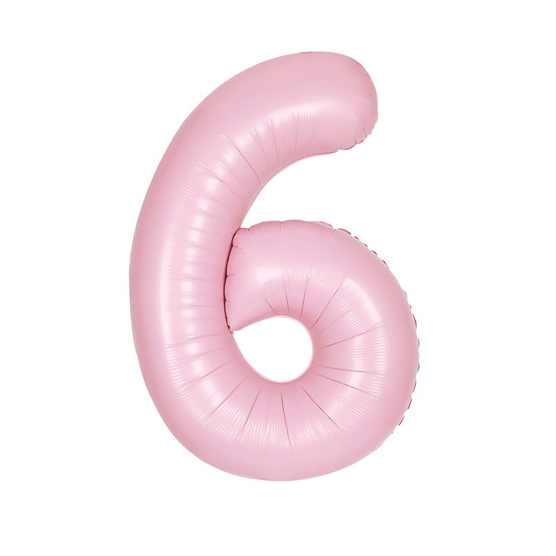 Matte Lovely Pink Number 6 Foil Balloon