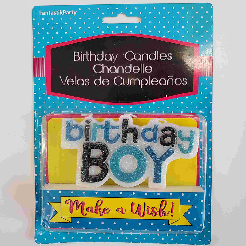 Birthday Boy Glitter Die Cut Candle