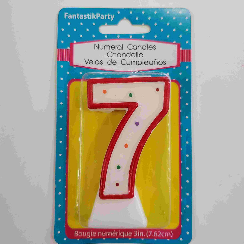 Red Number 7 Birthday Candle