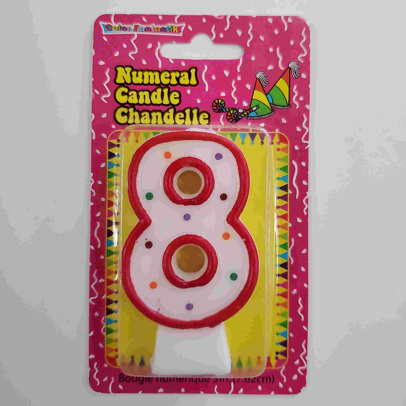 Red Number 8 Birthday Candle