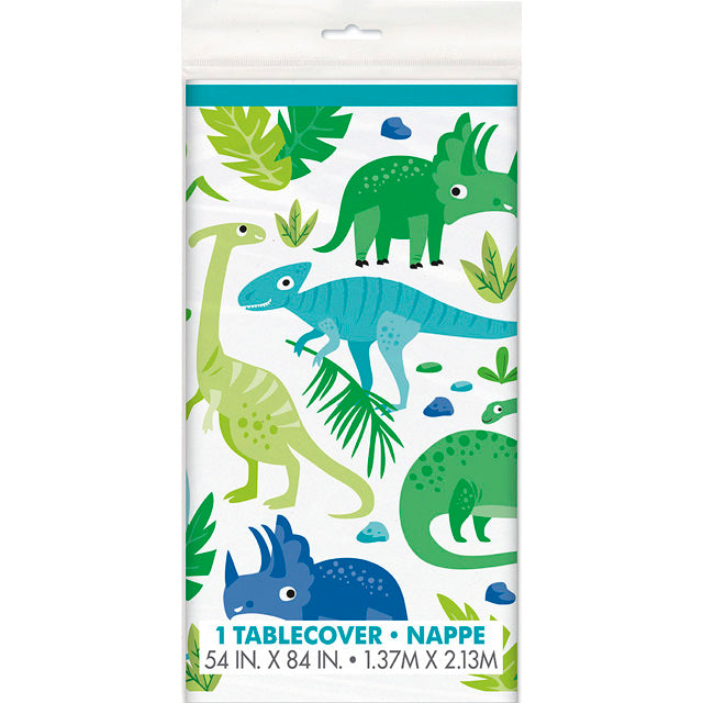 Blue And Green Dinosaur Plastic Table Cover