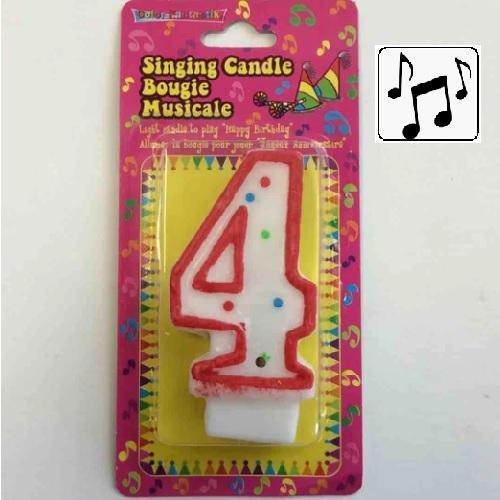 Musical Number 4 Birthday Candle