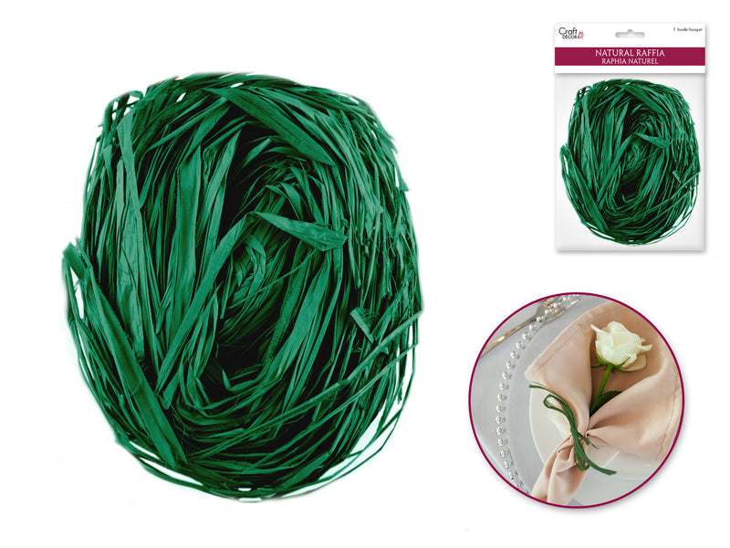 Craft Decor Hunter Green Raffia Colored