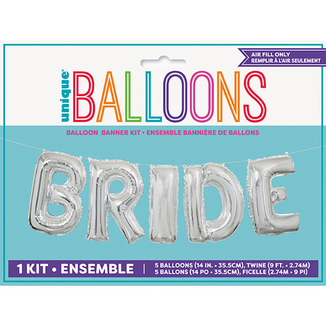 Silver Bride Balloon Banner Kit