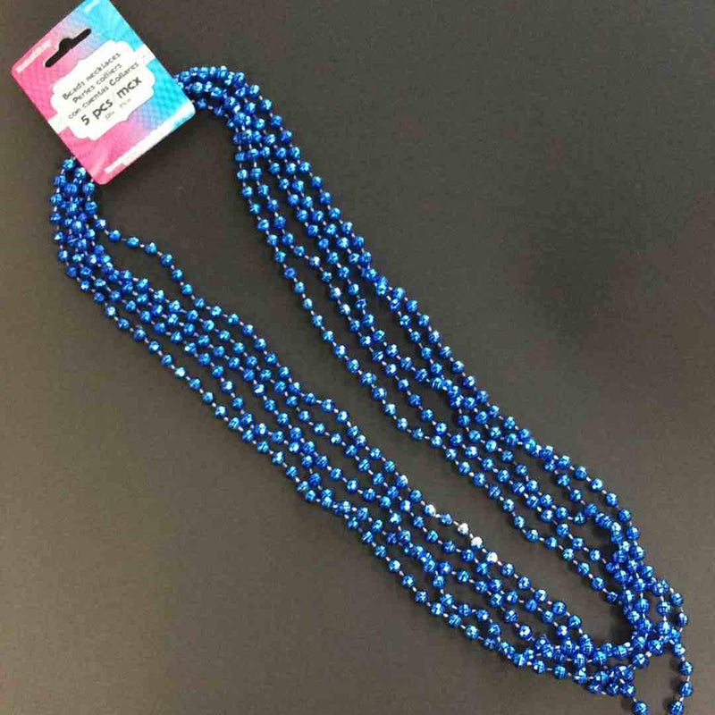 Metallic Disco Bead Necklace Blue