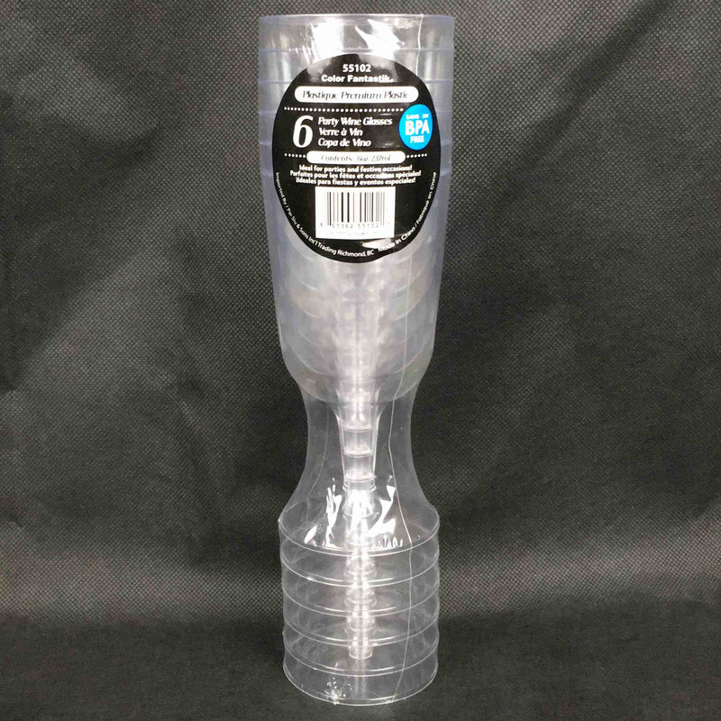 Clear Plastic Wine Glass 6 Pack