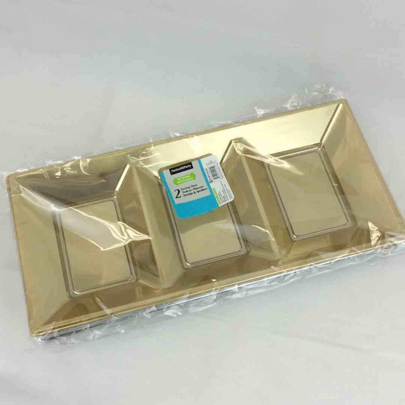 Gold 3 Section Snack Tray