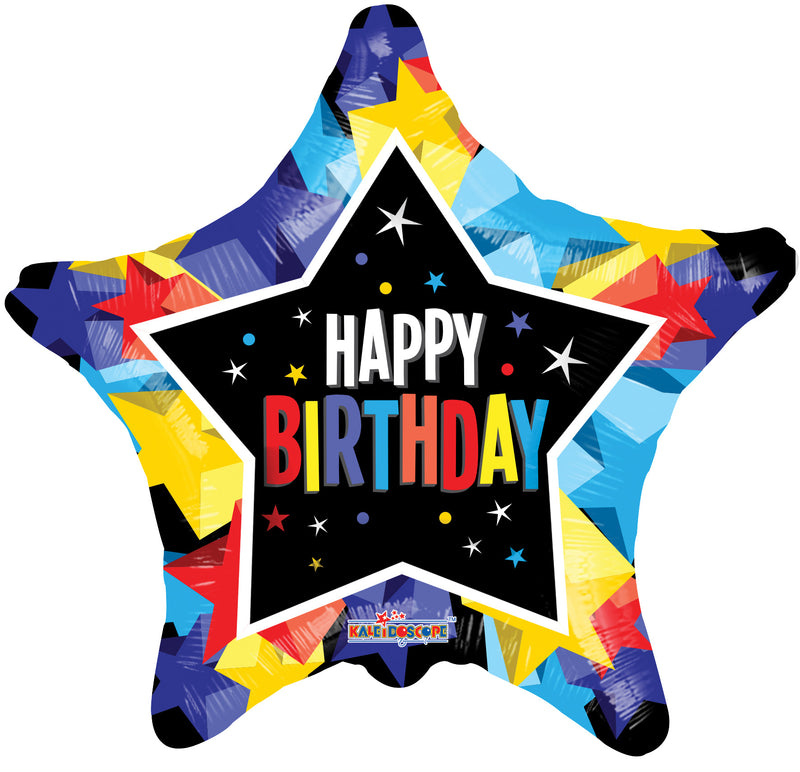 Happy Birthday Bright Color Stars Foil Balloon