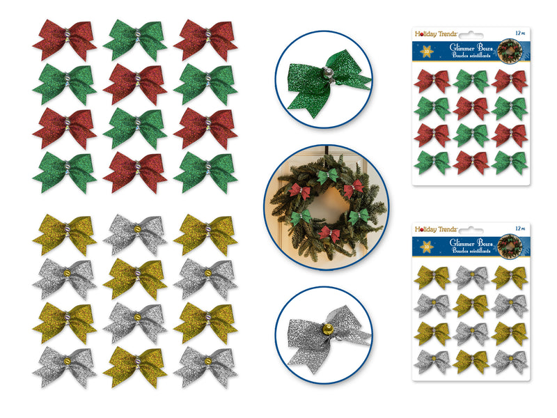 Holiday Trendz: Glimmer Bows x12  Asst 18eax2styles
