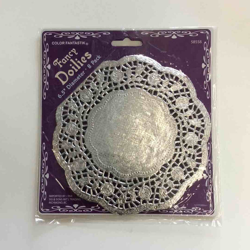 Metallic Silver Paper Doilies 8 Pack
