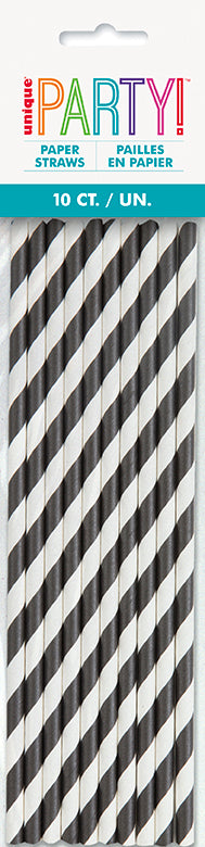Black Stripe Paper Straw